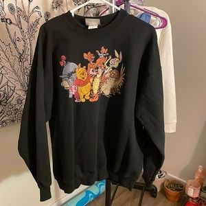 Large black Winnie the poo inspired vintage crewneck